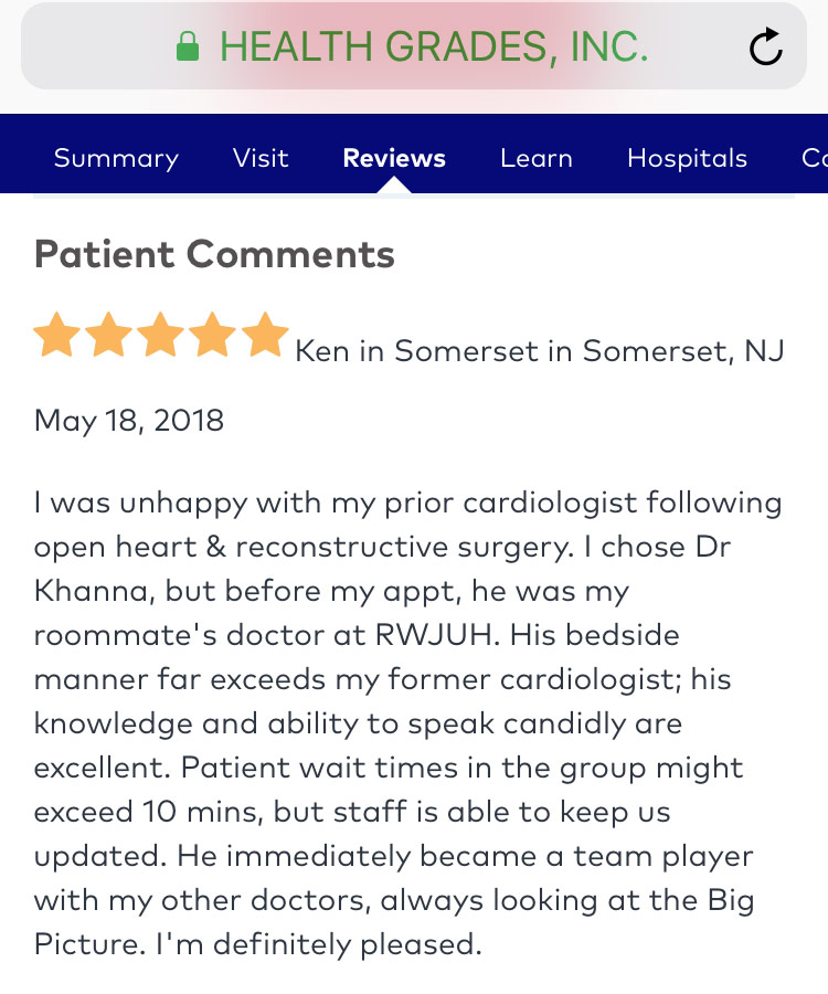 Patient Testimonial for Dr. Khanna